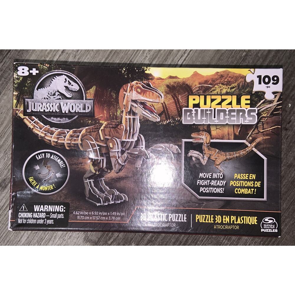 New Jurassic World Puzzle Builders 109 Pieces 3D Plastic Atrociraptor Dinosaur
